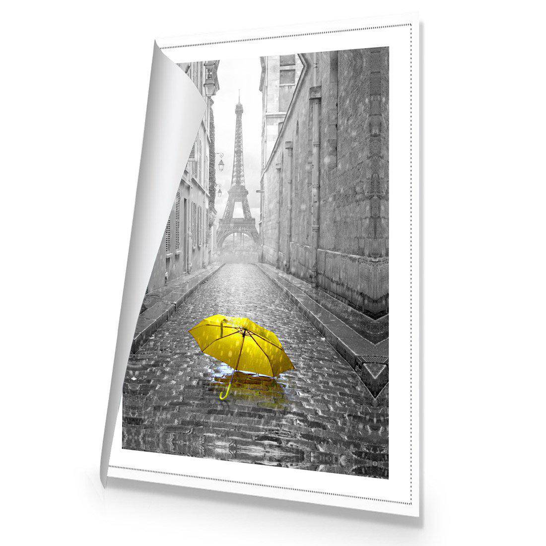 Lost Umbrella In Paris, Yellow Canvas Art-Canvas-Wall Art Designs-45x30cm-Rolled Canvas-Wall Art Designs