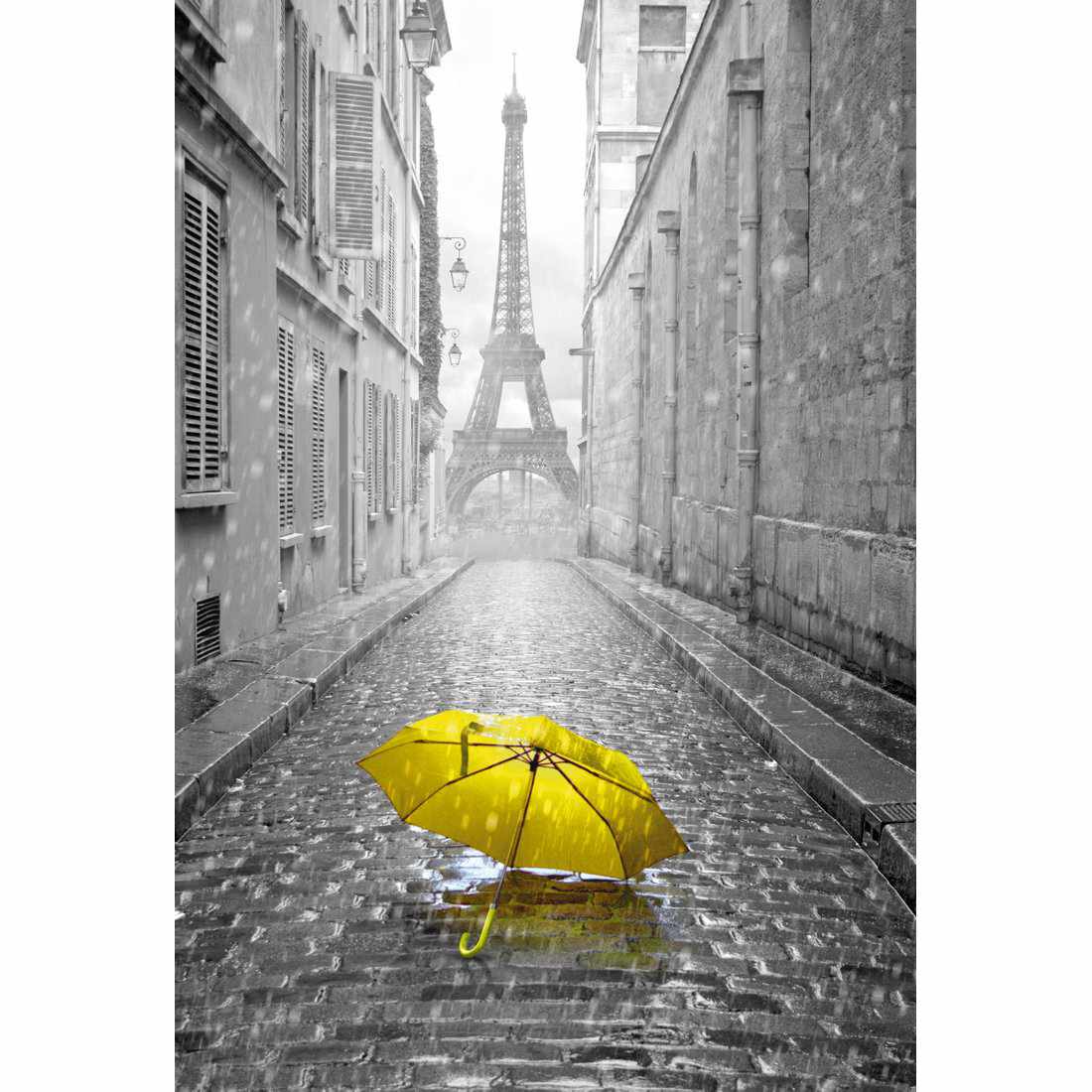 Lost Umbrella In Paris, Yellow-Acrylic-Wall Art Design-With Border-Acrylic - No Frame-45x30cm-Wall Art Designs