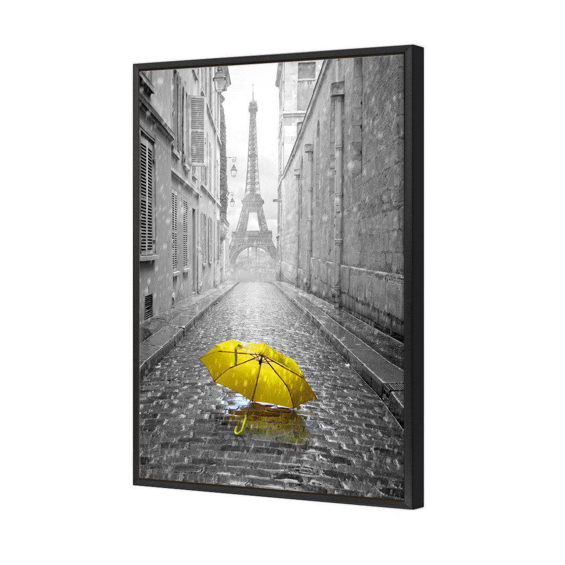 Lost Umbrella In Paris, Yellow Canvas Art-Canvas-Wall Art Designs-45x30cm-Canvas - Black Frame-Wall Art Designs