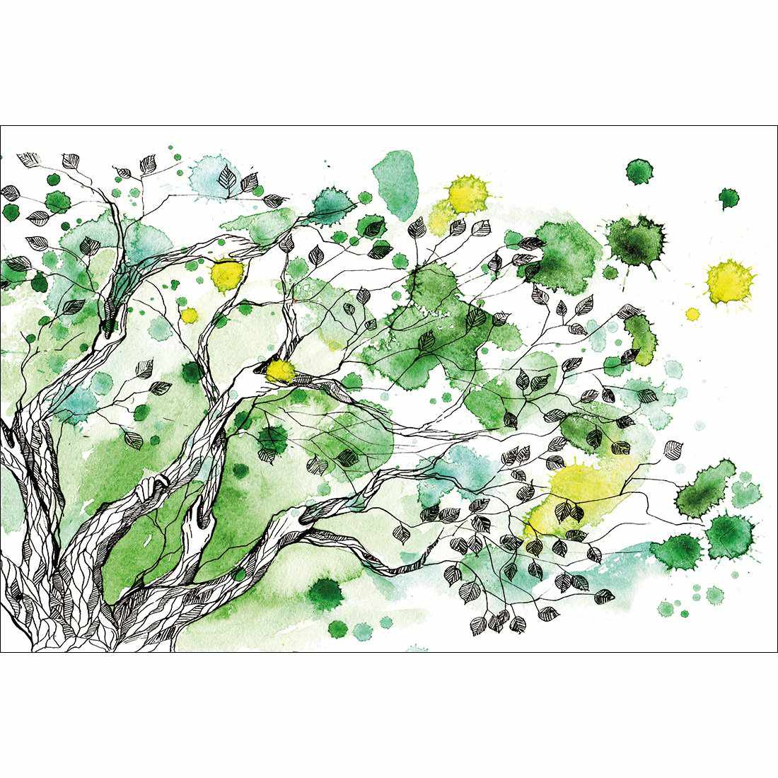 Green Tree Splash Canvas Art-Canvas-Wall Art Designs-45x30cm-Canvas - No Frame-Wall Art Designs