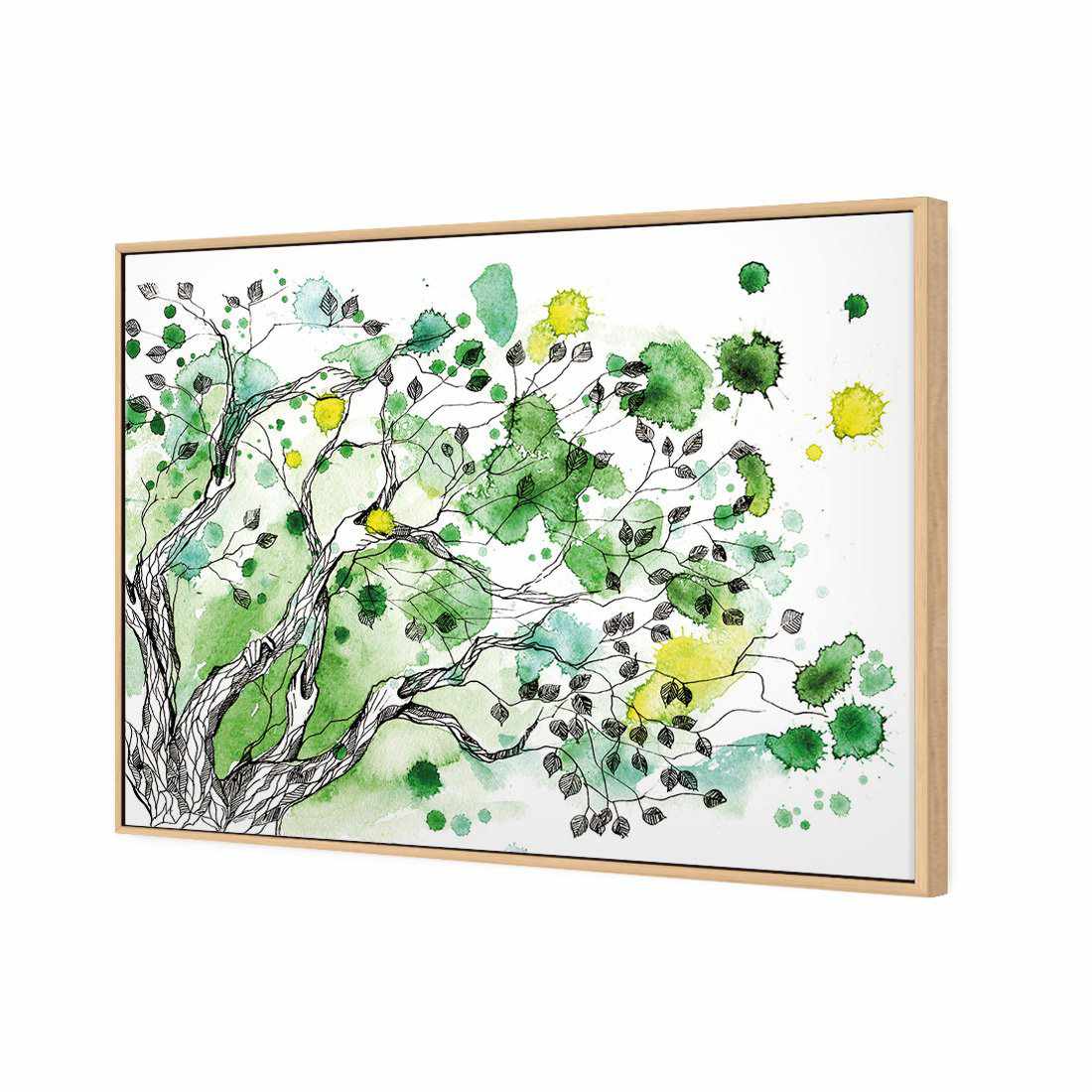 Green Tree Splash Canvas Art-Canvas-Wall Art Designs-45x30cm-Canvas - Oak Frame-Wall Art Designs