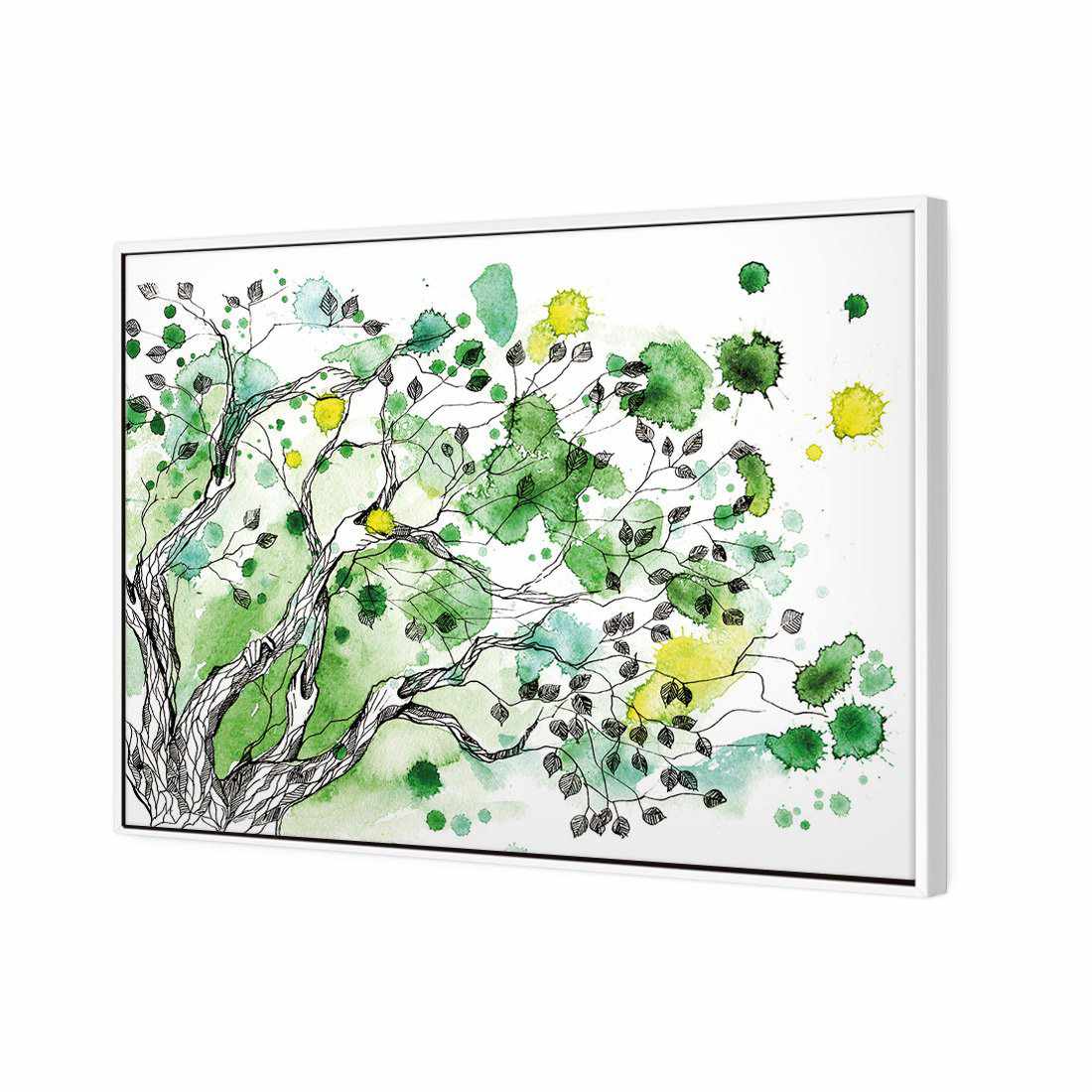 Green Tree Splash Canvas Art-Canvas-Wall Art Designs-45x30cm-Canvas - White Frame-Wall Art Designs