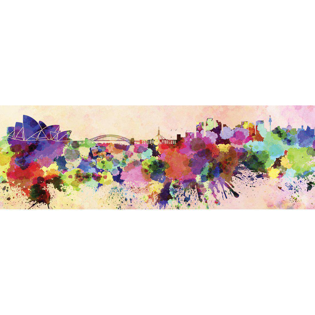 Sydney Skyline Watercolour Canvas Art-Canvas-Wall Art Designs-60x20cm-Canvas - No Frame-Wall Art Designs