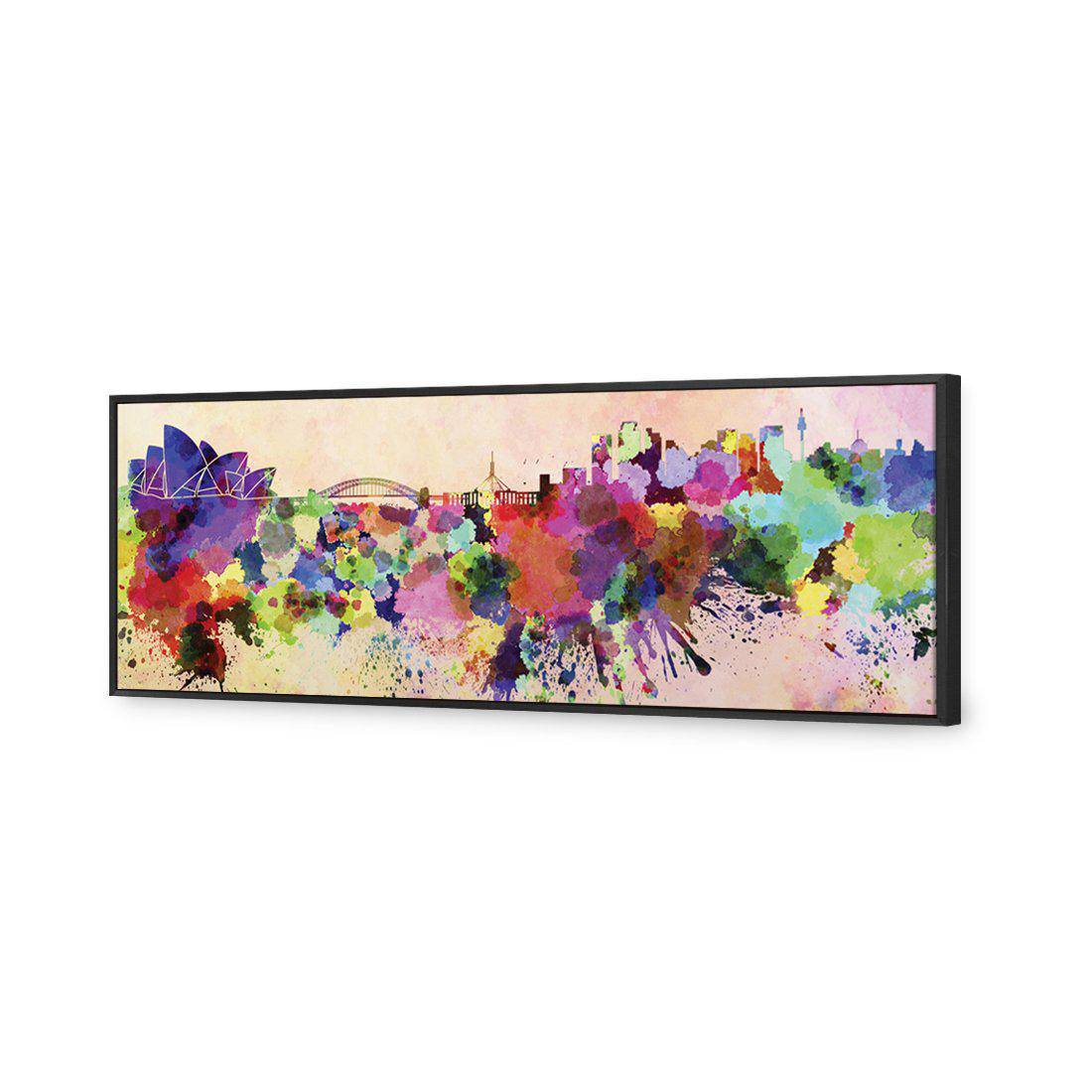 Sydney Skyline Watercolour Canvas Art-Canvas-Wall Art Designs-60x20cm-Canvas - Black Frame-Wall Art Designs