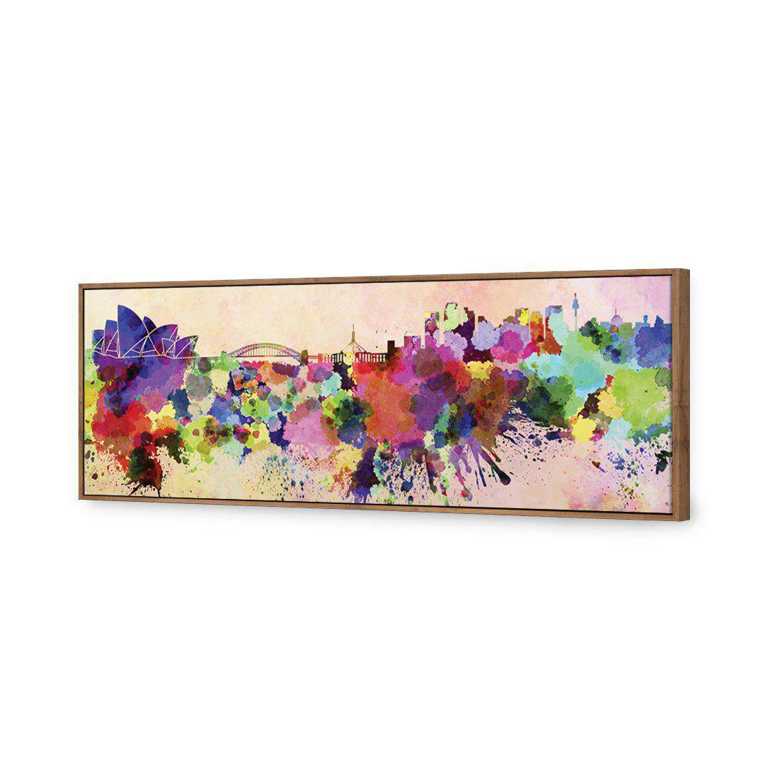 Sydney Skyline Watercolour Canvas Art-Canvas-Wall Art Designs-60x20cm-Canvas - Natural Frame-Wall Art Designs