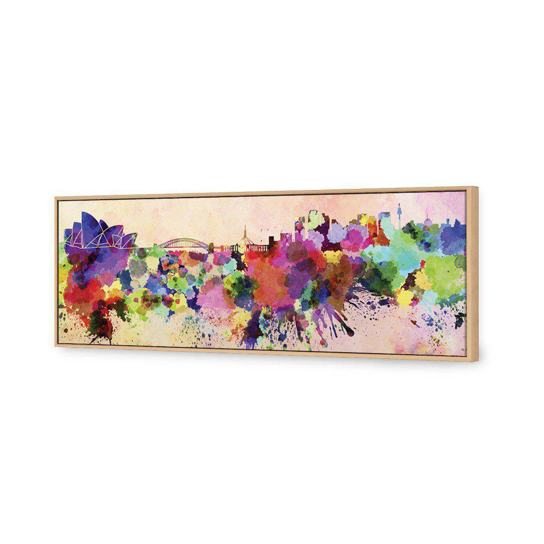 Sydney Skyline Watercolour Canvas Art-Canvas-Wall Art Designs-60x20cm-Canvas - Oak Frame-Wall Art Designs