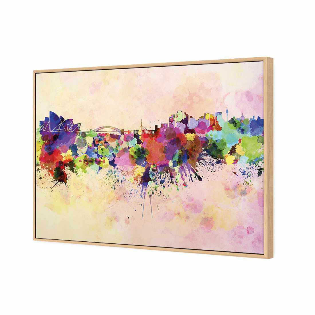 Sydney Skyline Watercolour Canvas Art-Canvas-Wall Art Designs-45x30cm-Canvas - Oak Frame-Wall Art Designs