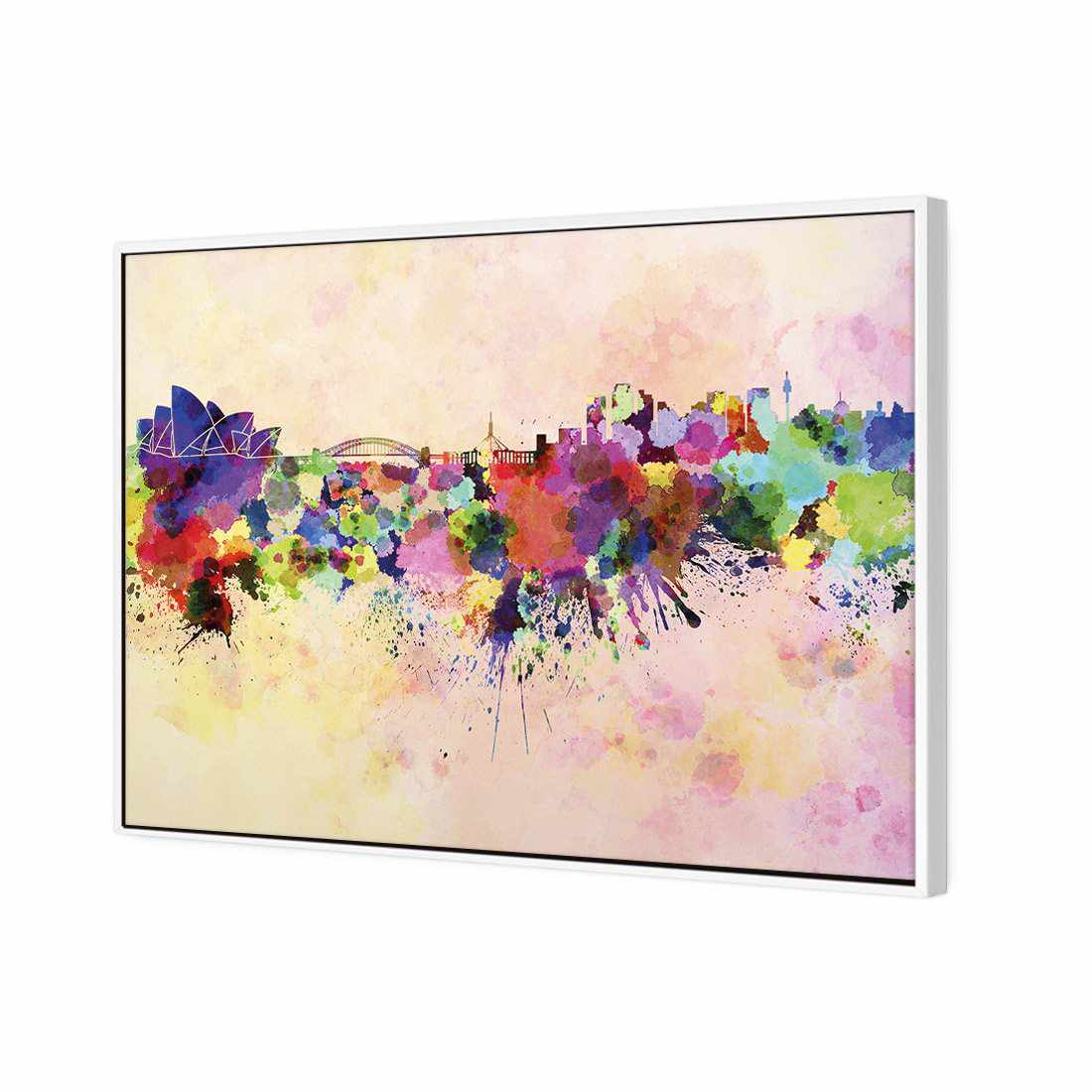Sydney Skyline Watercolour Canvas Art-Canvas-Wall Art Designs-45x30cm-Canvas - White Frame-Wall Art Designs