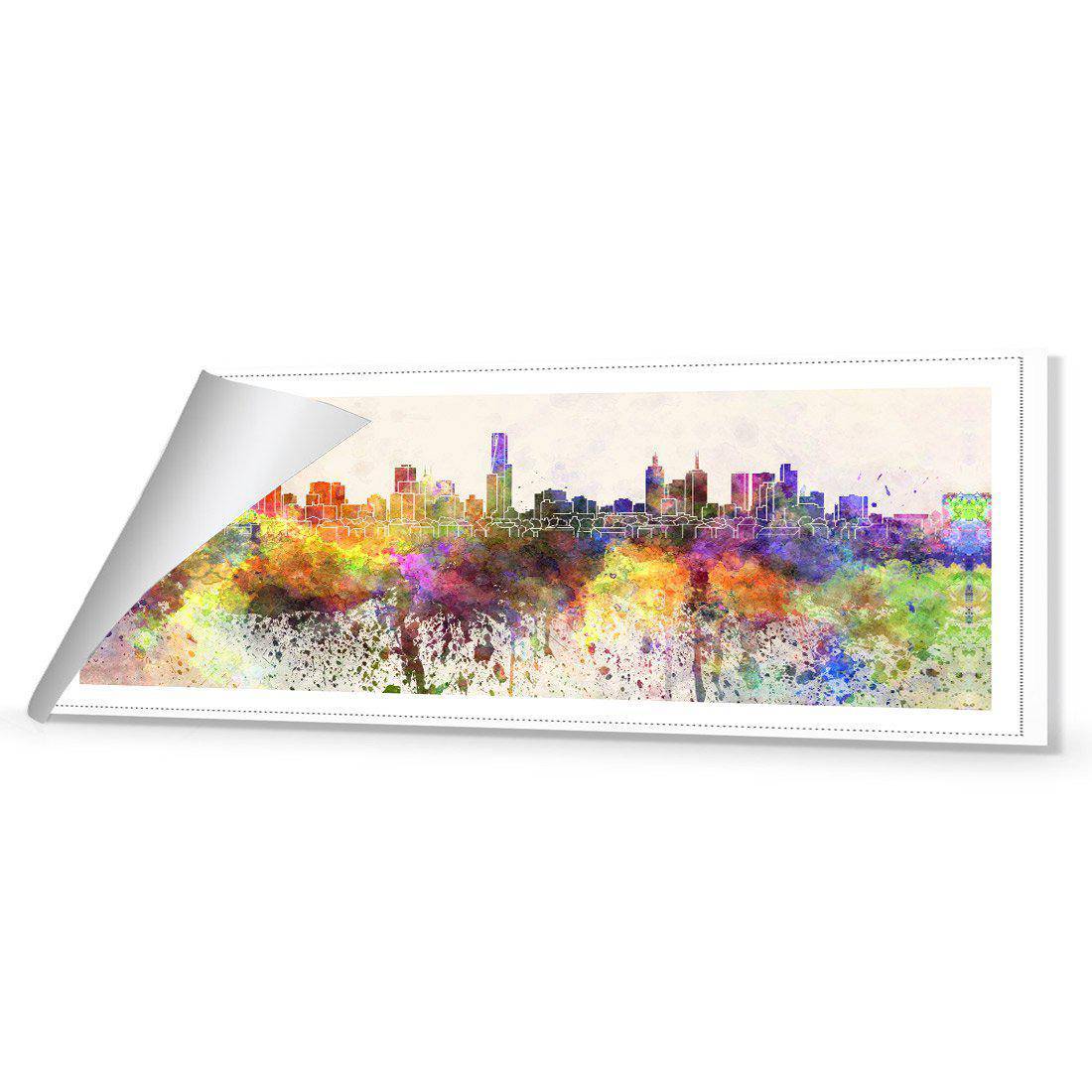 Melbourne Skyline Watercolour Canvas Art-Canvas-Wall Art Designs-60x20cm-Rolled Canvas-Wall Art Designs