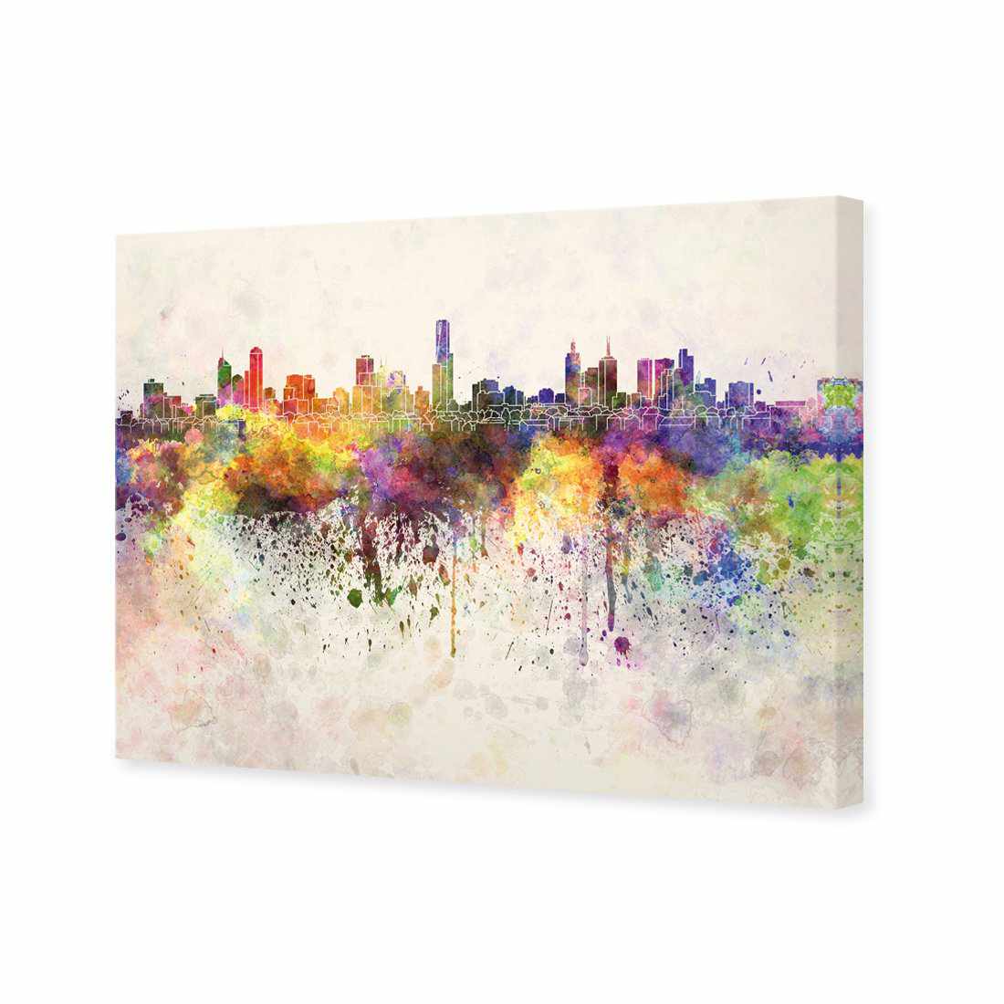 Melbourne Skyline Watercolour Canvas Art-Canvas-Wall Art Designs-45x30cm-Canvas - No Frame-Wall Art Designs
