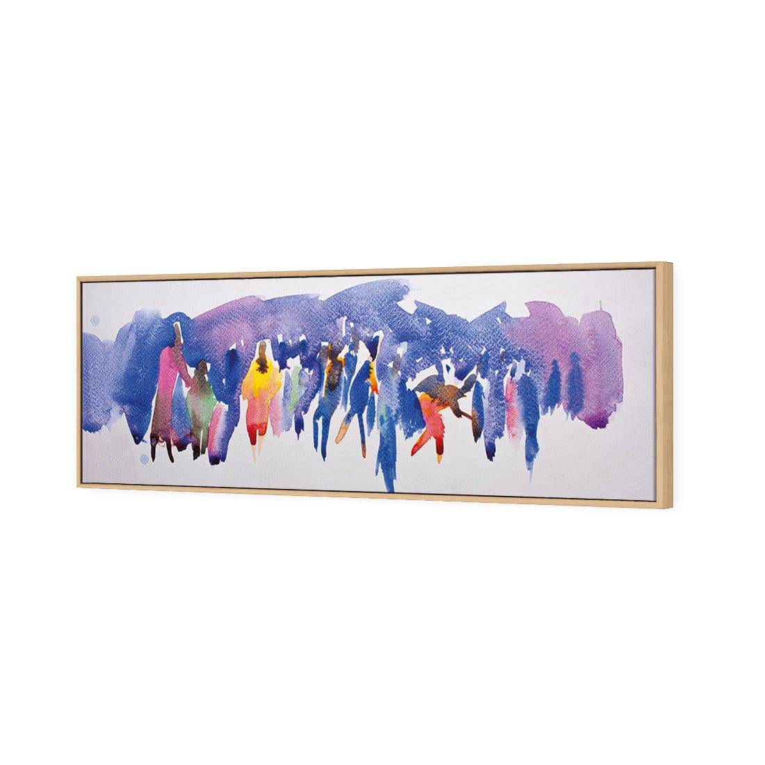 Community Abstract Watercolour Canvas Art-Canvas-Wall Art Designs-60x20cm-Canvas - Oak Frame-Wall Art Designs
