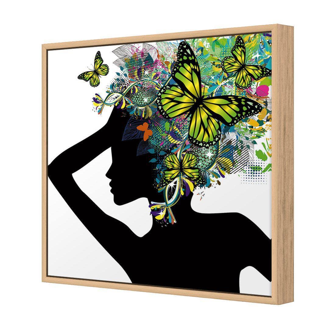Silhouette Of Butterflies Canvas Art-Canvas-Wall Art Designs-30x30cm-Canvas - Oak Frame-Wall Art Designs