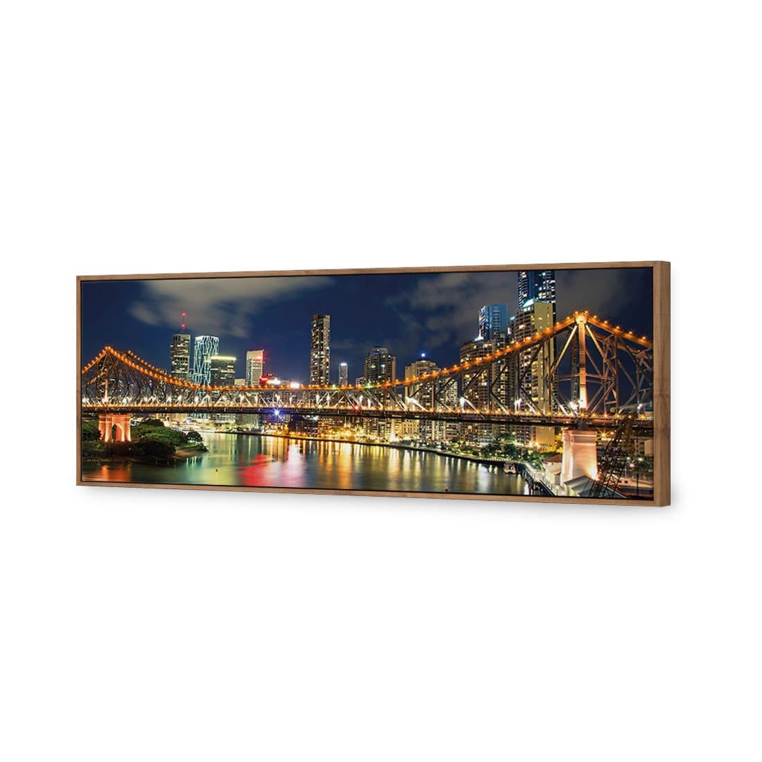 Story Bridge 2015 Canvas Art-Canvas-Wall Art Designs-60x20cm-Canvas - Natural Frame-Wall Art Designs