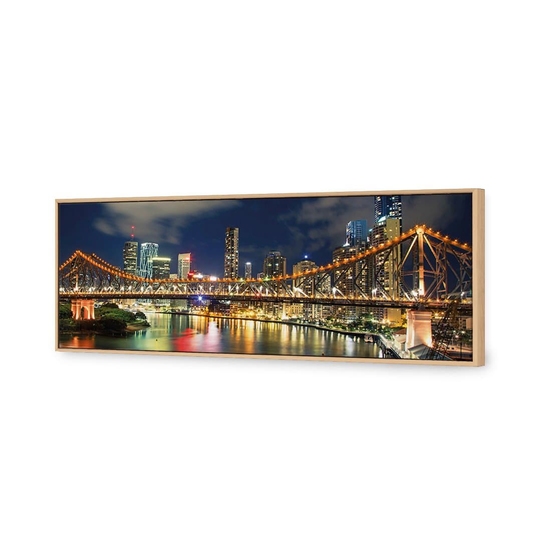 Story Bridge 2015 Canvas Art-Canvas-Wall Art Designs-60x20cm-Canvas - Oak Frame-Wall Art Designs