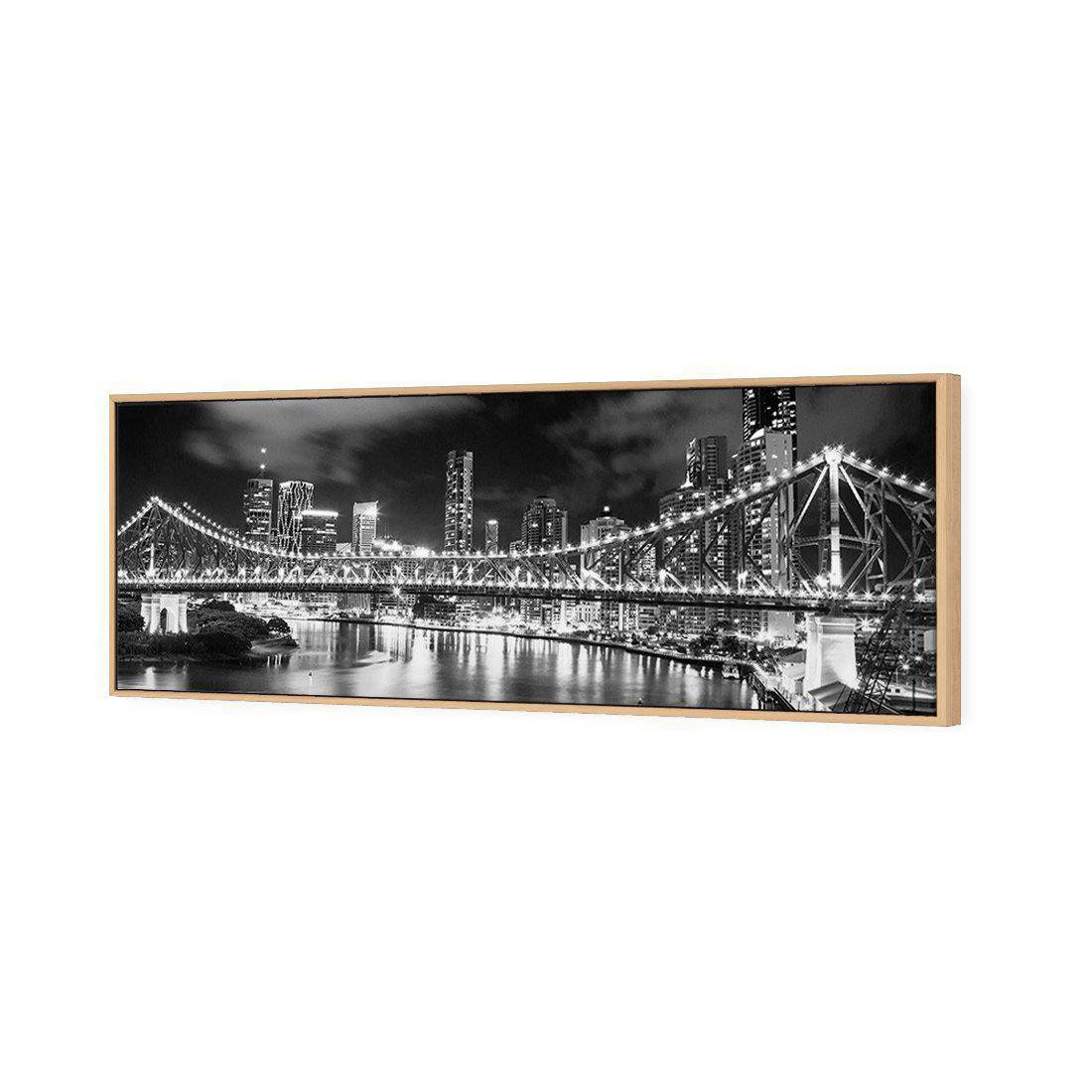 Story Bridge 2015, B&W Canvas Art-Canvas-Wall Art Designs-60x20cm-Canvas - Oak Frame-Wall Art Designs