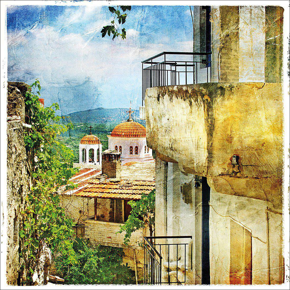 Greek Monastery Canvas Art-Canvas-Wall Art Designs-30x30cm-Canvas - No Frame-Wall Art Designs