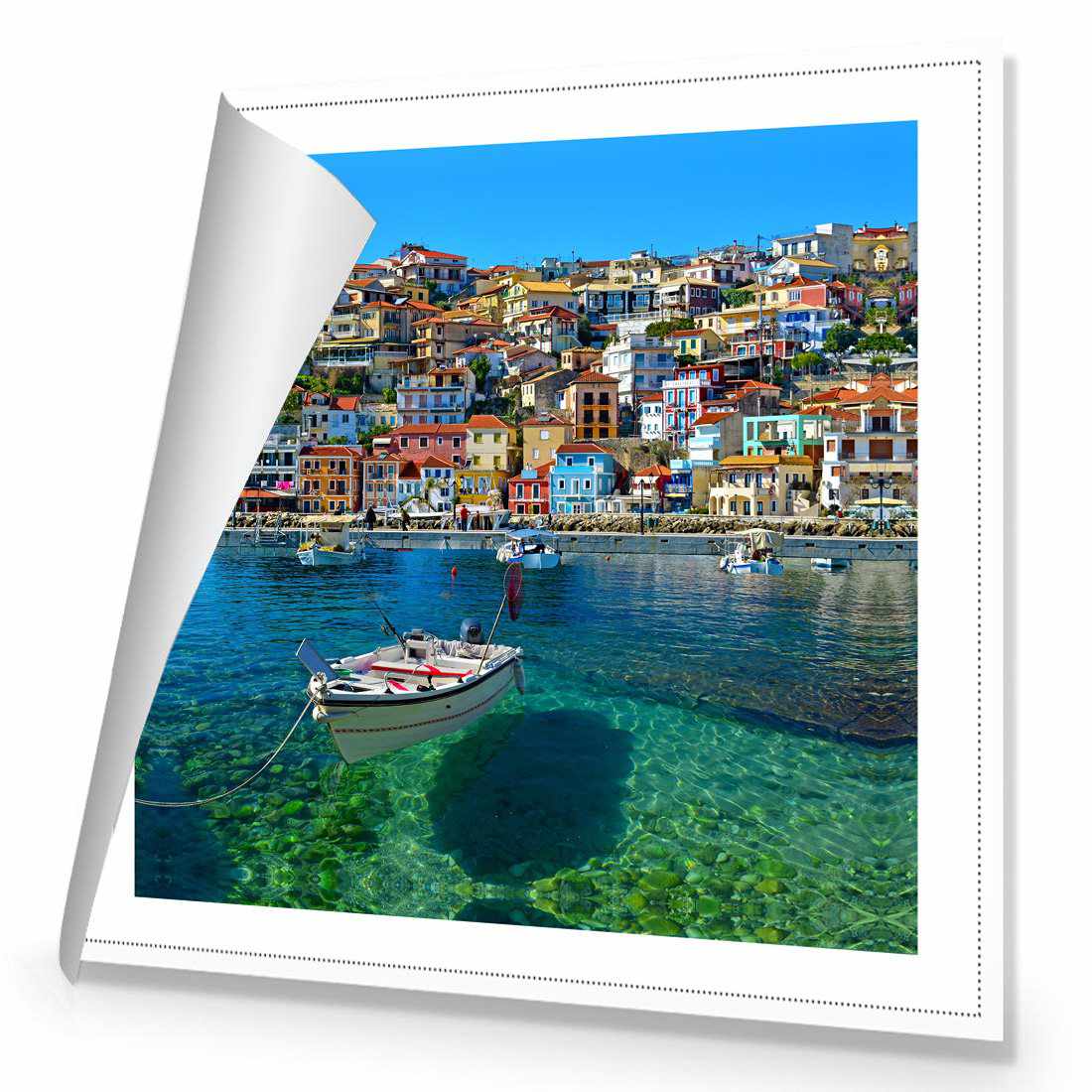 Clear Waters Of Greece Canvas Art-Canvas-Wall Art Designs-30x30cm-Rolled Canvas-Wall Art Designs