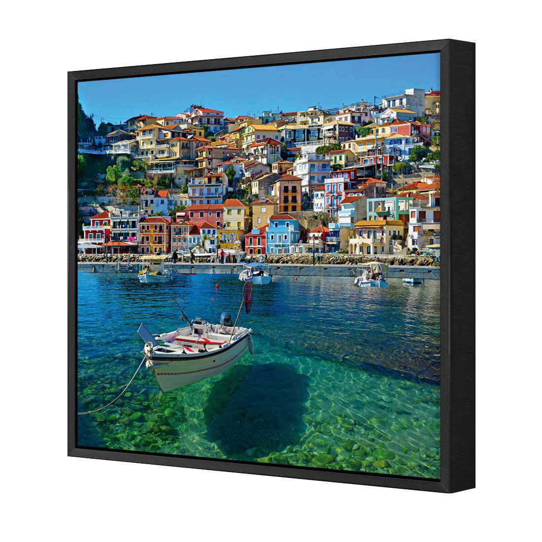 Clear Waters Of Greece Canvas Art-Canvas-Wall Art Designs-30x30cm-Canvas - Black Frame-Wall Art Designs