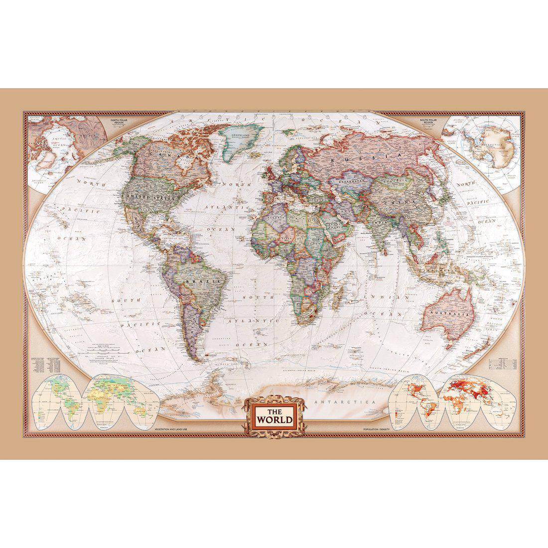 The World Map Canvas Art-Canvas-Wall Art Designs-45x30cm-Canvas - No Frame-Wall Art Designs