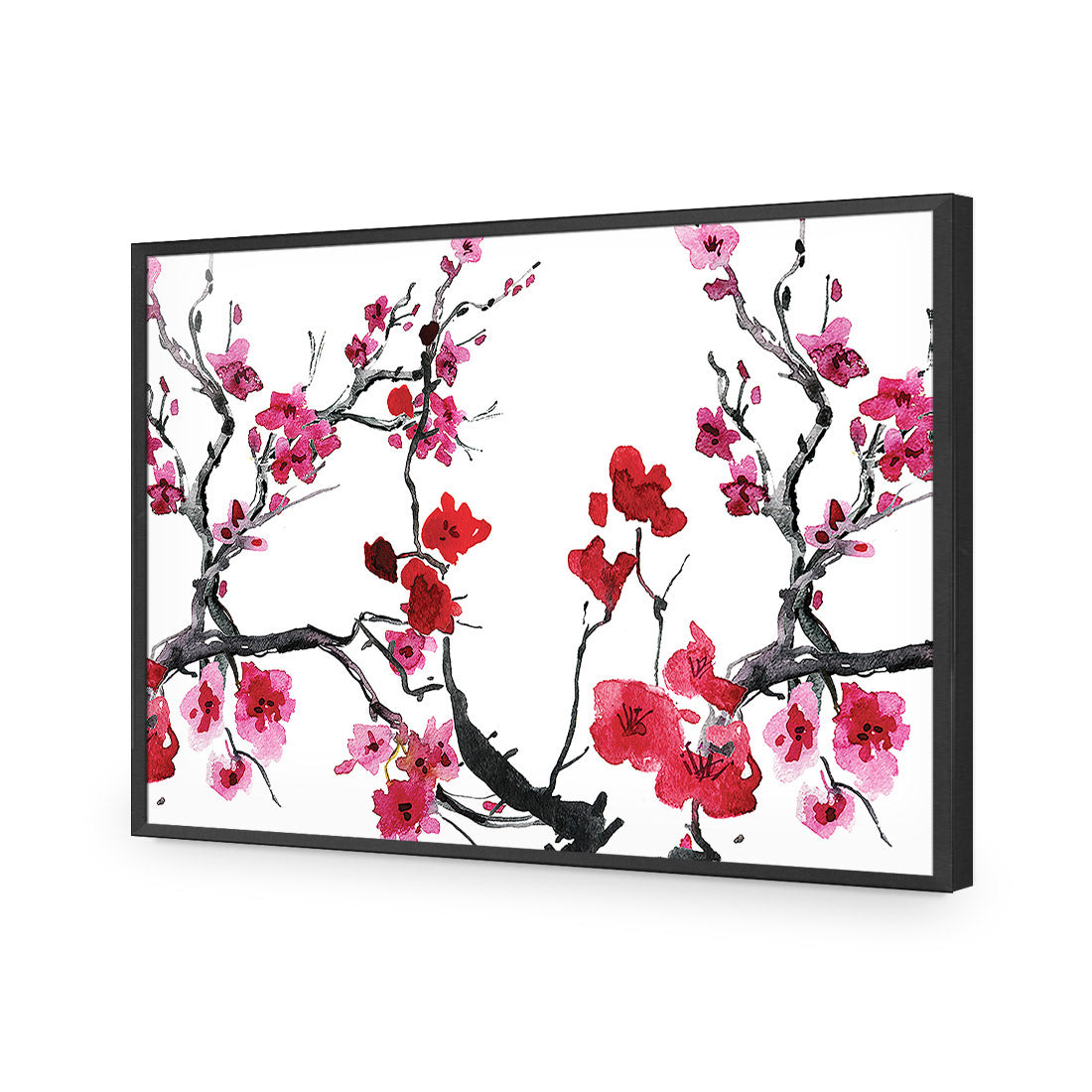 Cherry Blossom Acrylic Glass Art-Acrylic-Wall Art Design-Without Border-Acrylic - Black Frame-45x30cm-Wall Art Designs