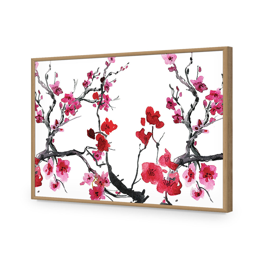 Cherry Blossom Acrylic Glass Art-Acrylic-Wall Art Design-Without Border-Acrylic - Oak Frame-45x30cm-Wall Art Designs