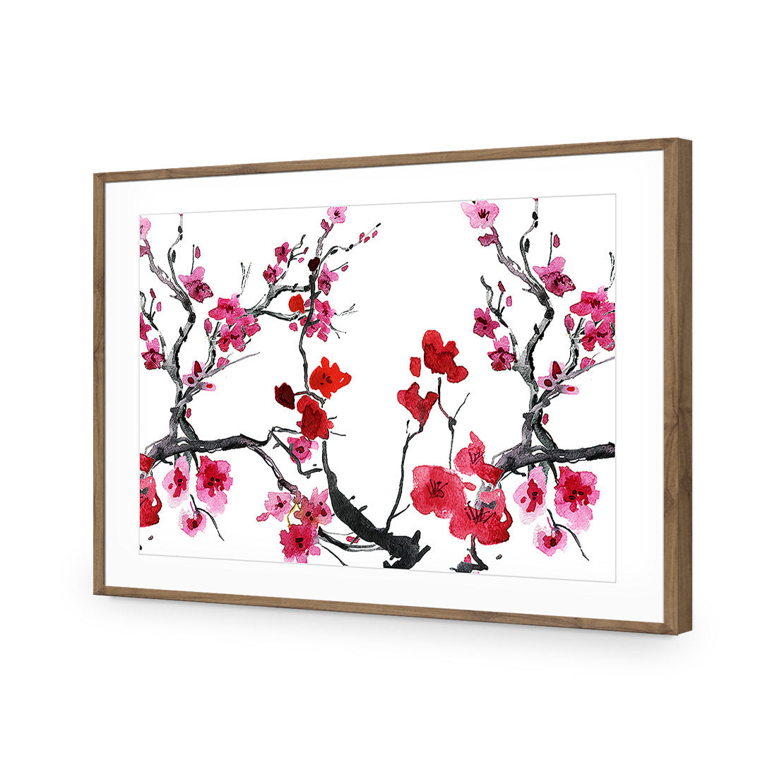 Cherry Blossom Acrylic Glass Art-Acrylic-Wall Art Design-With Border-Acrylic - Natural Frame-45x30cm-Wall Art Designs
