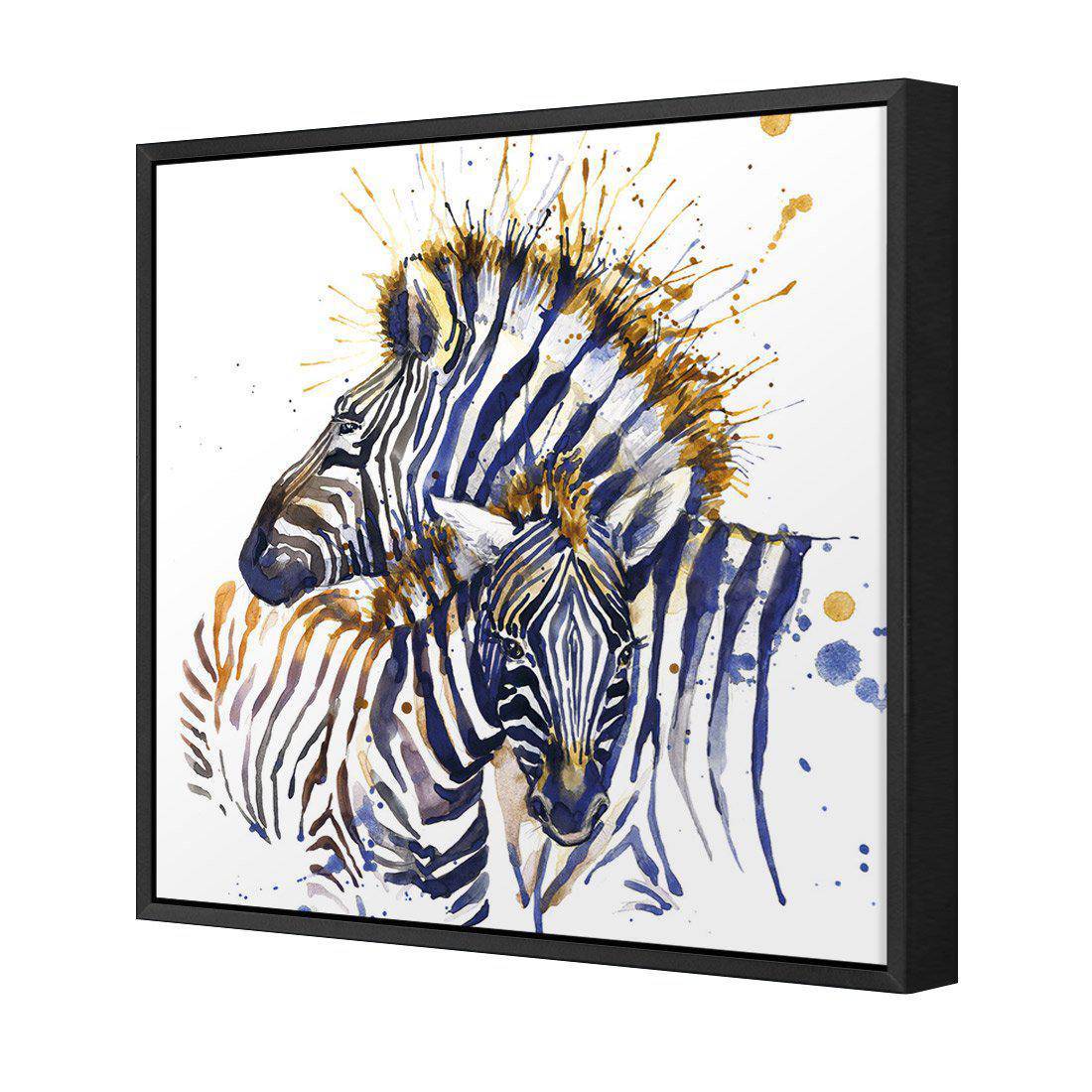 Zebra Watercolour Canvas Art-Canvas-Wall Art Designs-30x30cm-Canvas - Black Frame-Wall Art Designs