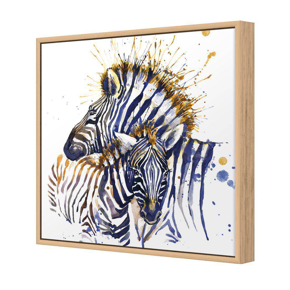 Zebra Watercolour Canvas Art-Canvas-Wall Art Designs-30x30cm-Canvas - Oak Frame-Wall Art Designs