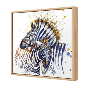 Zebra Watercolour | Standard Canvas | Floating Frame | Oak
