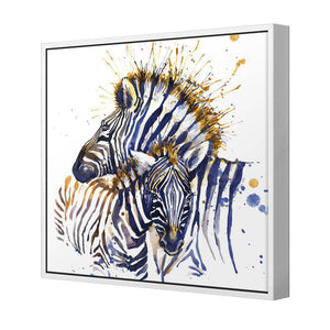 Zebra Watercolour | Standard Canvas | Floating Frame | White