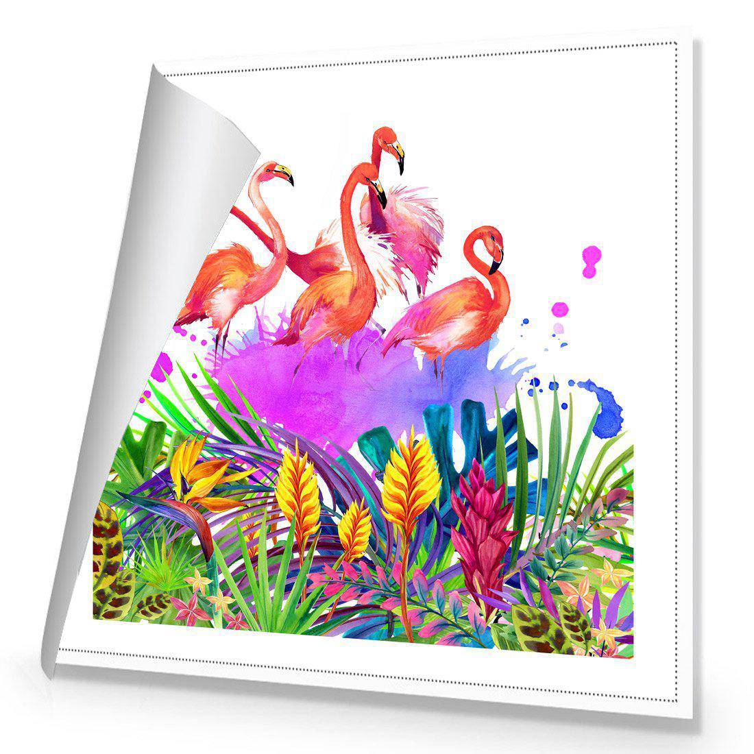 Flamingo Paradise Canvas Art-Canvas-Wall Art Designs-30x30cm-Rolled Canvas-Wall Art Designs