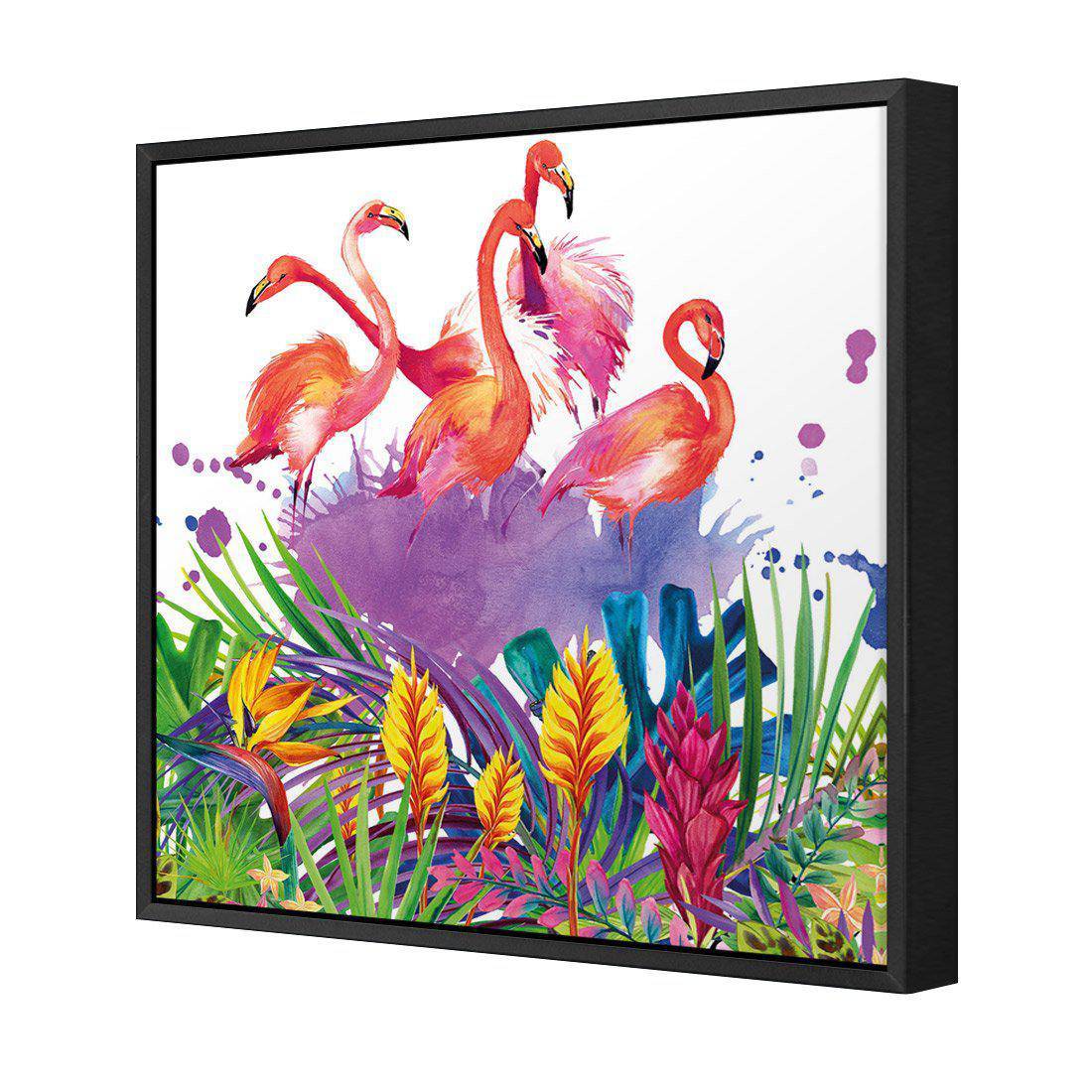 Flamingo Paradise Canvas Art-Canvas-Wall Art Designs-30x30cm-Canvas - Black Frame-Wall Art Designs