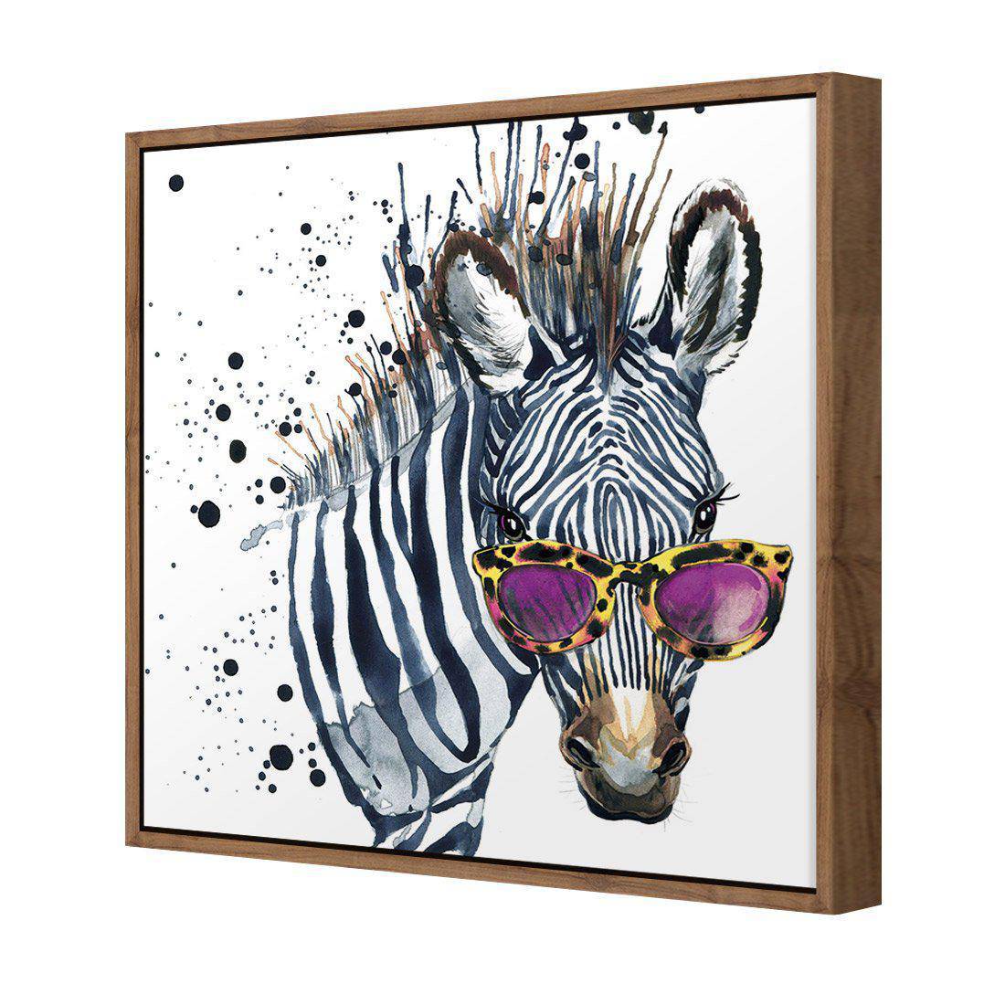 Cool Zebra, Square Canvas Art-Canvas-Wall Art Designs-30x30cm-Canvas - Natural Frame-Wall Art Designs