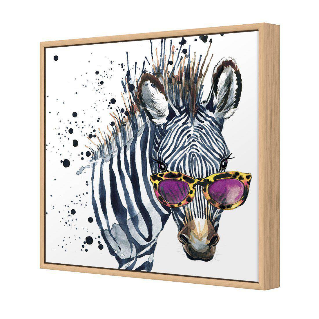 Cool Zebra, Square Canvas Art-Canvas-Wall Art Designs-30x30cm-Canvas - Oak Frame-Wall Art Designs