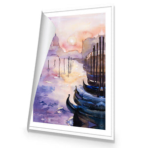 Watercolour Gondolas | Standard Canvas | No Frame | Rolled Canvas