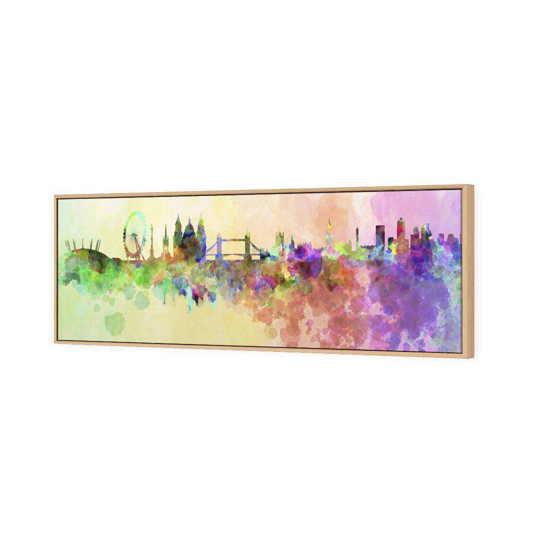 London Skyline Watercolour Canvas Art-Canvas-Wall Art Designs-60x20cm-Canvas - Oak Frame-Wall Art Designs
