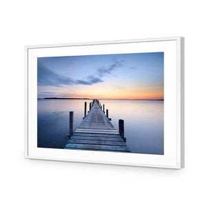 Misty Blue Jetty, Rectangle | Standard Acrylic | Flat Frame With Border | White