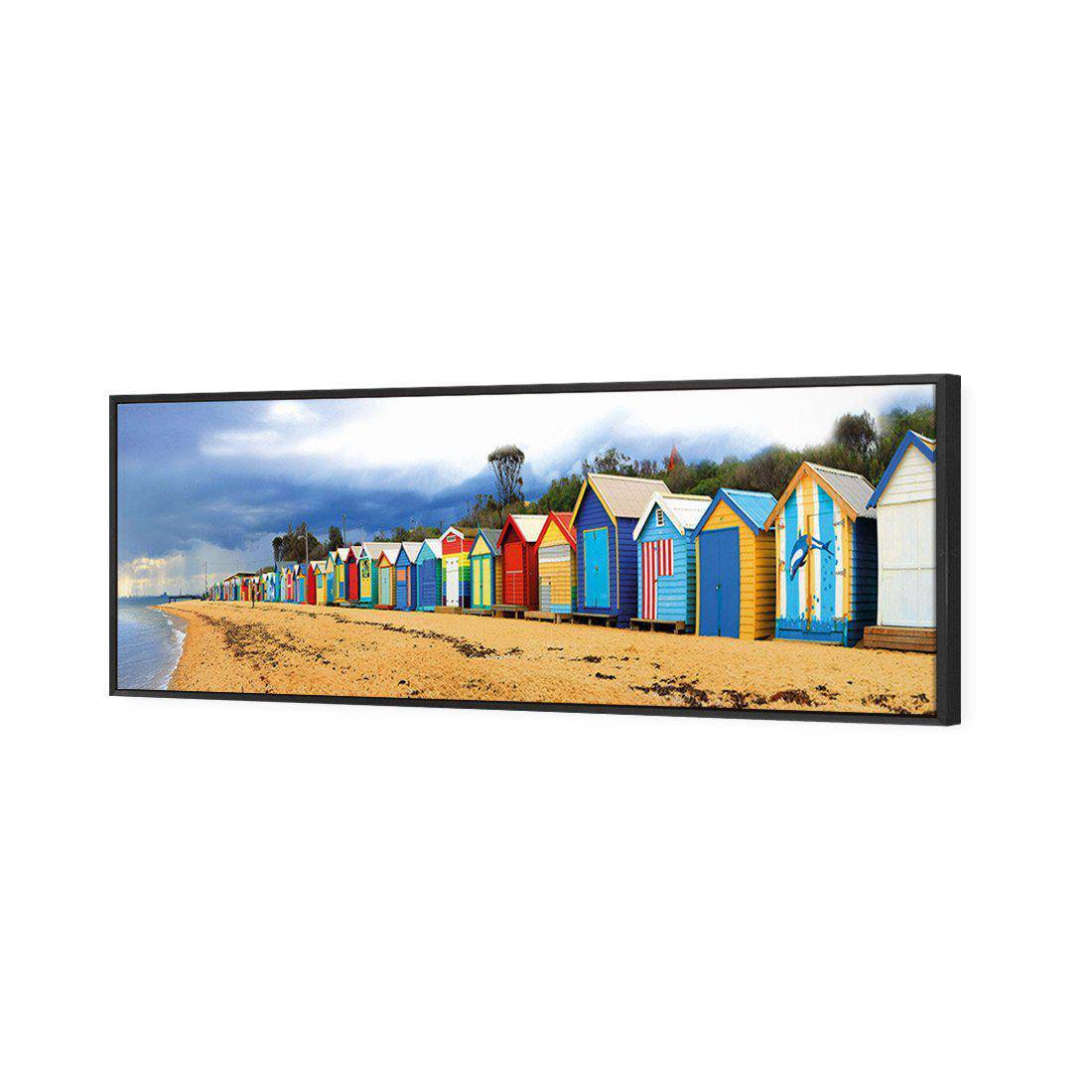 Row Of Beach Boxes Canvas Art-Canvas-Wall Art Designs-60x20cm-Canvas - Black Frame-Wall Art Designs