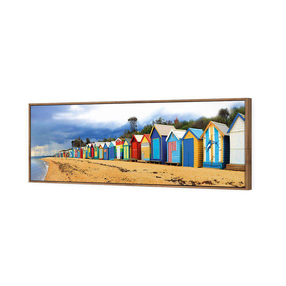 Row Of Beach Boxes Canvas Art-Canvas-Wall Art Designs-60x20cm-Canvas - Natural Frame-Wall Art Designs
