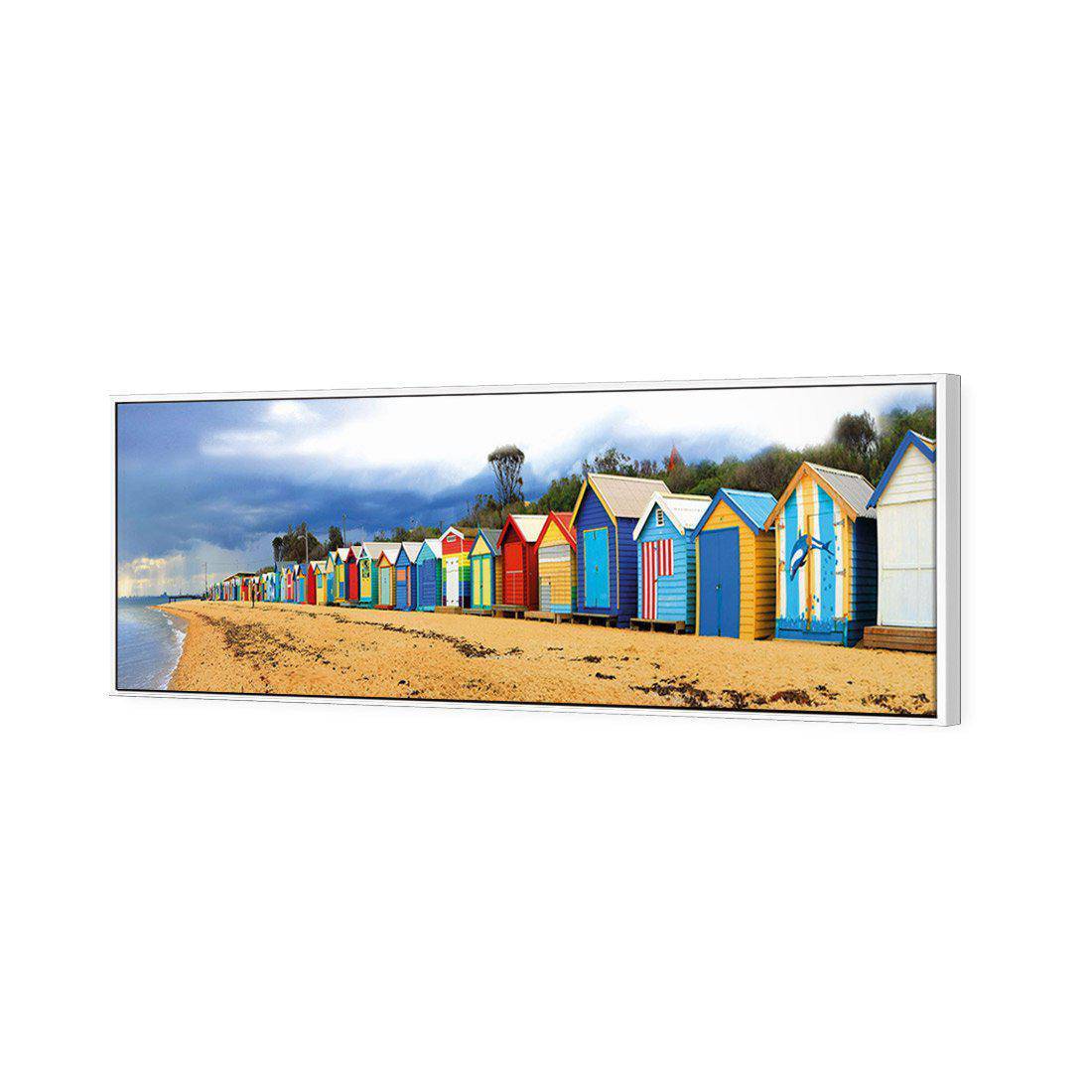 Row Of Beach Boxes Canvas Art-Canvas-Wall Art Designs-60x20cm-Canvas - White Frame-Wall Art Designs
