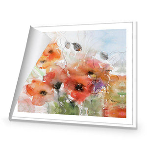 Watercolour Poppies | Standard Canvas | No Frame | Rolled Canvas