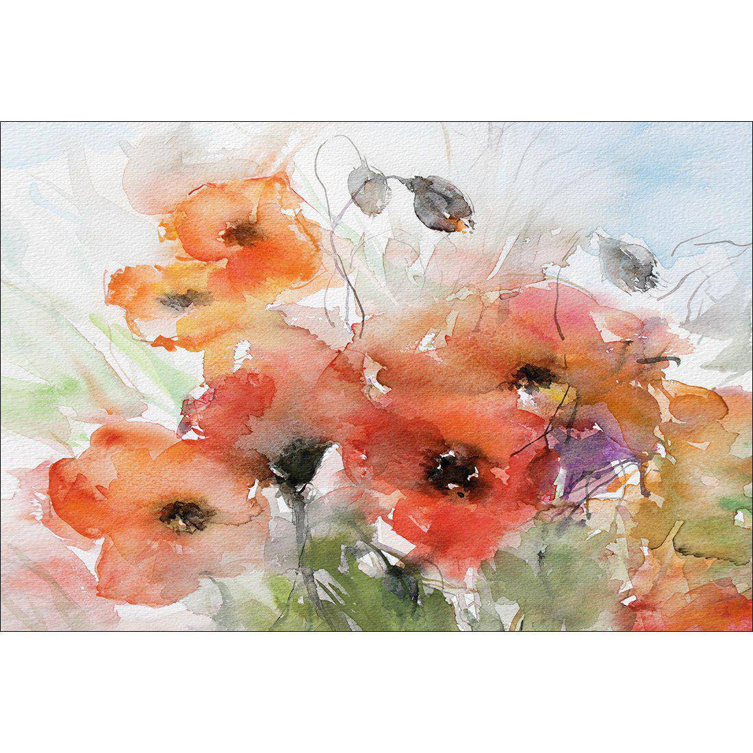 Watercolour Poppies Canvas Art-Canvas-Wall Art Designs-45x30cm-Canvas - No Frame-Wall Art Designs