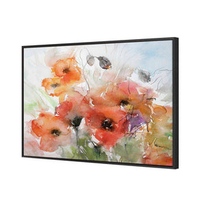 Watercolour Poppies | Standard Canvas | Floating Frame | Black
