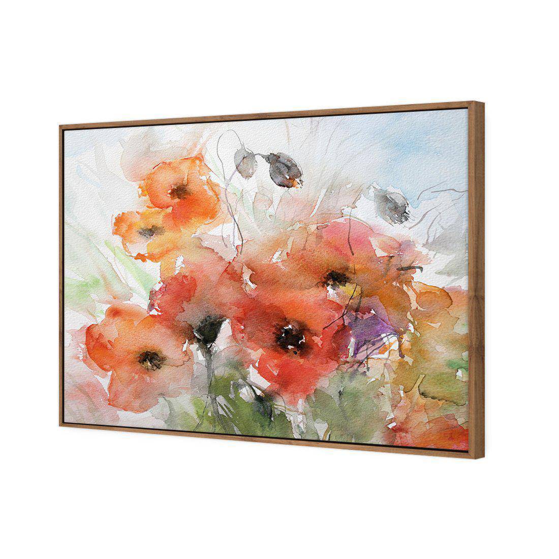 Watercolour Poppies Canvas Art-Canvas-Wall Art Designs-45x30cm-Canvas - Natural Frame-Wall Art Designs