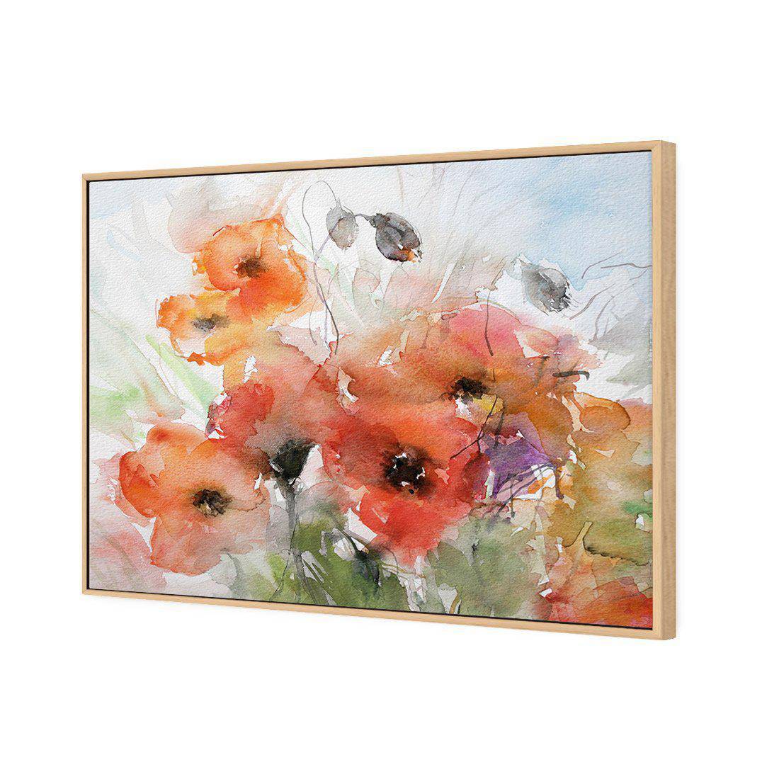 Watercolour Poppies Canvas Art-Canvas-Wall Art Designs-45x30cm-Canvas - Oak Frame-Wall Art Designs