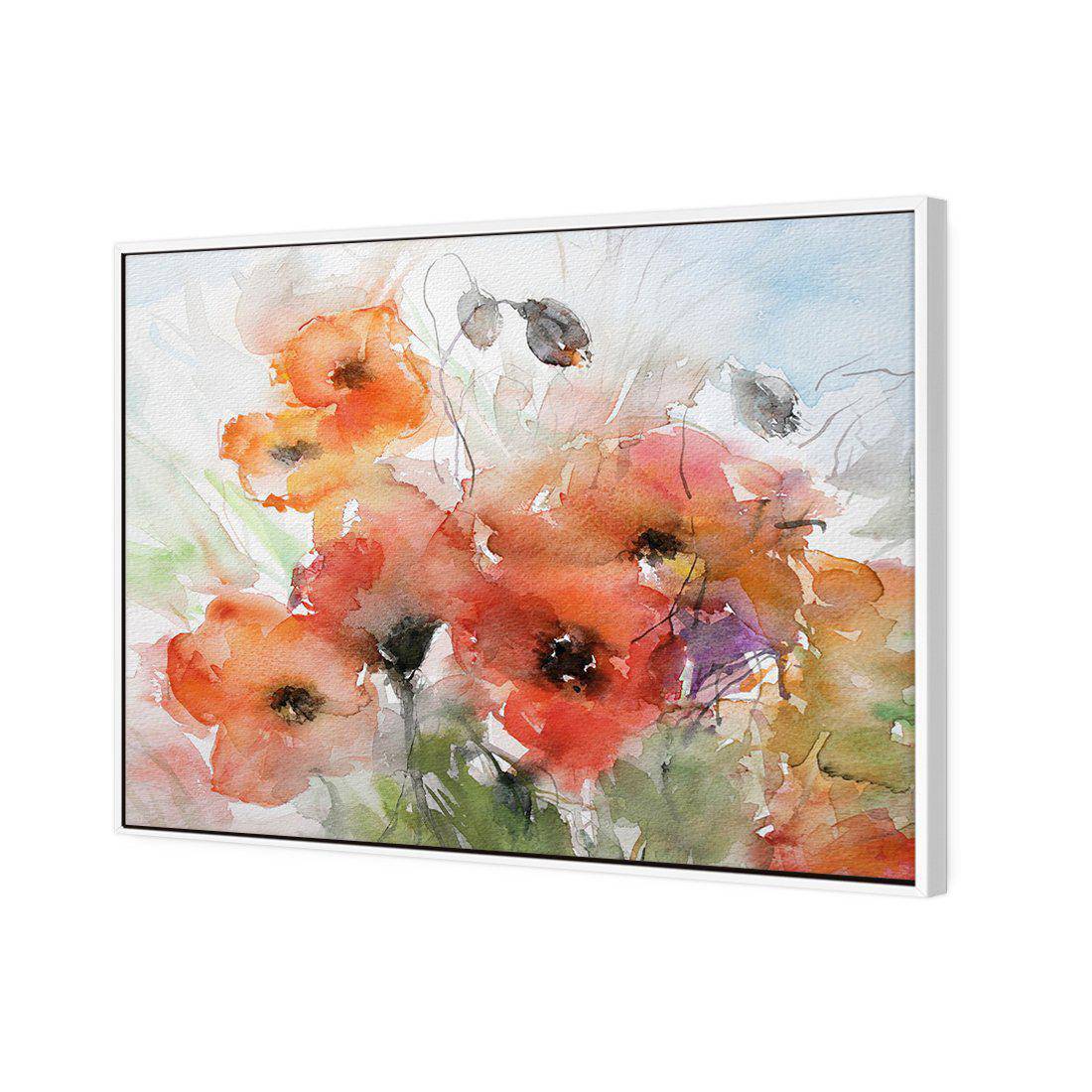 Watercolour Poppies Canvas Art-Canvas-Wall Art Designs-45x30cm-Canvas - White Frame-Wall Art Designs