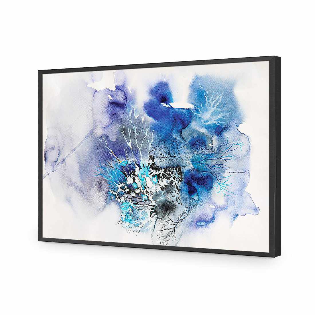 Veins Of Life, Blue-Acrylic-Wall Art Design-Without Border-Acrylic - Black Frame-45x30cm-Wall Art Designs