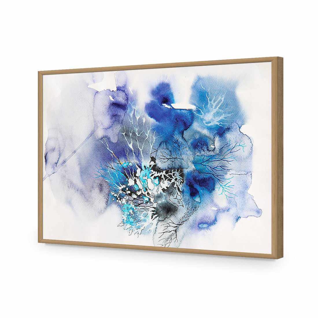 Veins Of Life, Blue-Acrylic-Wall Art Design-Without Border-Acrylic - Oak Frame-45x30cm-Wall Art Designs