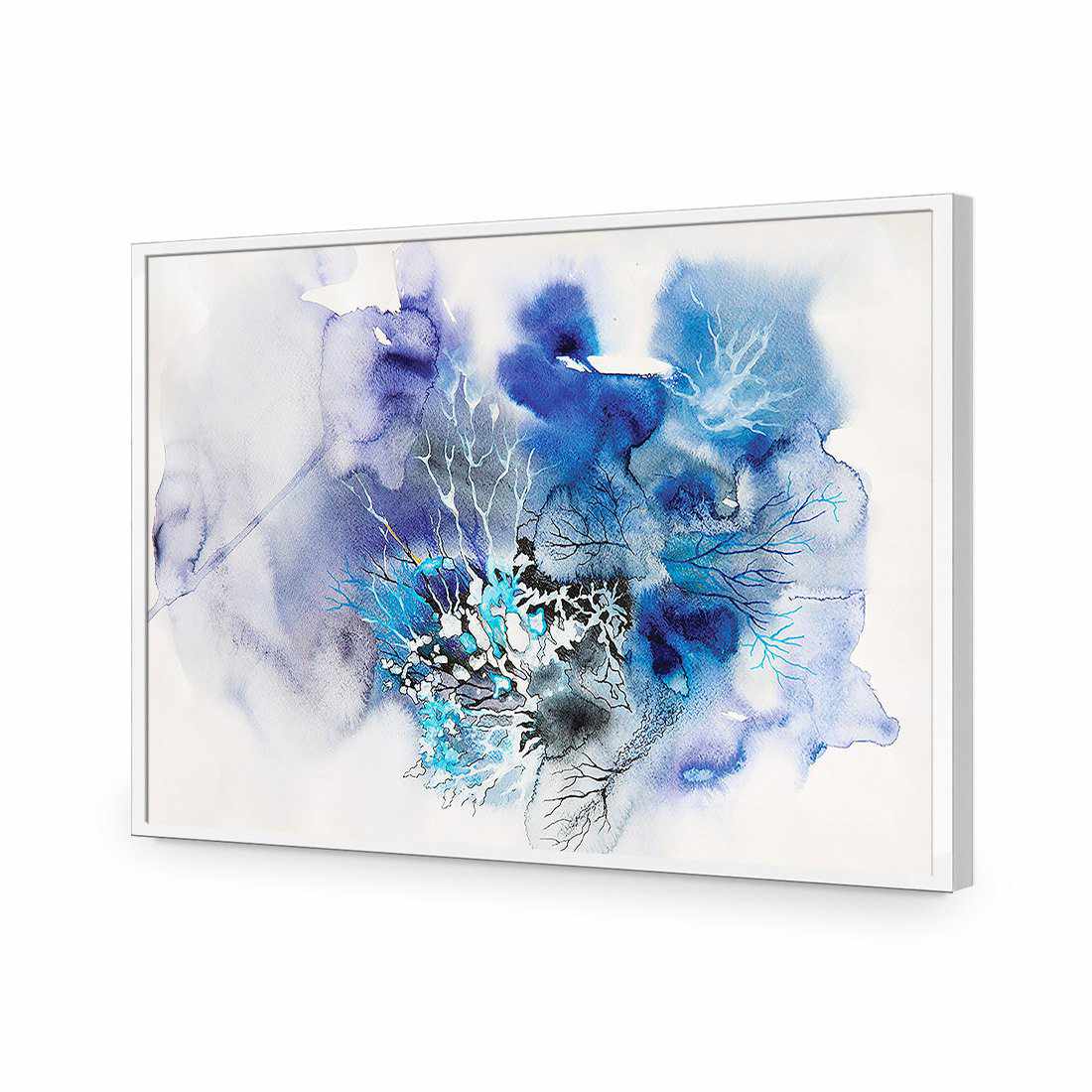 Veins Of Life, Blue-Acrylic-Wall Art Design-Without Border-Acrylic - White Frame-45x30cm-Wall Art Designs