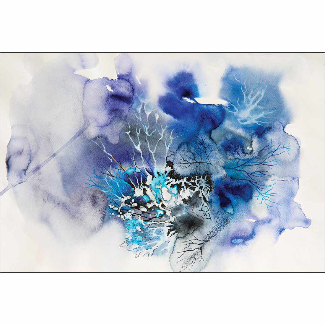 Veins Of Life, Blue-Acrylic-Wall Art Design-With Border-Acrylic - No Frame-45x30cm-Wall Art Designs